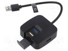 Hub USB; USB A socket x4,USB A plug; USB 2.0,USB 3.0; PnP; black VENTION