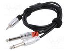 Cable; Jack 3.5mm 3pin plug,Jack 6.3mm 2pin plug x2; 1.5m TASKER