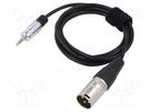 Cable; Jack 3.5mm 3pin plug,XLR male 3pin; 1.5m; black; 0.08mm2 TASKER