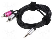 Cable; Jack 3.5mm 3pin plug,RCA plug x2; 1.5m; black; 0.08mm2 TASKER