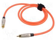 Cable; RCA plug,both sides; 1m; Plating: gold-plated; orange TASKER