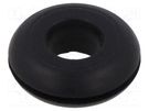 Grommet; Ømount.hole: 15.88mm; Øhole: 9.52mm; rubber; black KEYSTONE