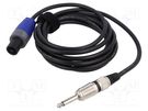 Cable; Jack 6,3mm 2pin plug,SpeakON female 2pin; 3m; black; PVC TASKER