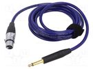 Cable; Jack 6,3mm 2pin plug,XLR female 3pin; 12m; blue; 0.25mm2 TASKER