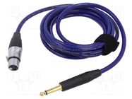 Cable; Jack 6,3mm 2pin plug,XLR female 3pin; 6m; blue; 0.25mm2 TASKER