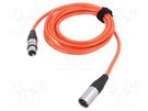 Cable; XLR male 3pin,XLR female 3pin; 12m; orange; 0.25mm2 TASKER