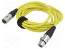 Cable; XLR male 3pin,XLR female 3pin; 12m; yellow; 0.25mm2 TASKER