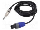 Cable; Jack 6,3mm 2pin plug,SpeakON female 2pin; 3m; black; 1mm2 TASKER