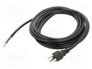 Cable; 3x18AWG; NEMA 5-15 (B) plug,wires; PVC; 4.6m; black; 10A Qualtek Electronics