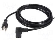Cable; 3x18AWG; IEC C13 female angled right,NEMA 5-15 (B) plug Qualtek Electronics