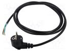 Cable; 3x1mm2; CEE 7/7 (E/F) plug angled,wires; PVC; 2.5m; black Qualtek Electronics
