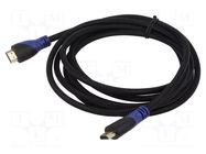 Cable; HDMI plug,both sides; Len: 3m; black; HDMI 1.4; black,blue SAVIO