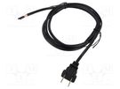 Cable; 2x18AWG; NEMA 1-15 (A) plug,wires; PVC; 1.8m; black; 10A Qualtek Electronics