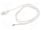 Cable; 2x18AWG; NEMA 1-15 (A) plug,wires; PVC; 1.8m; white; 10A Qualtek Electronics