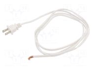Cable; 2x18AWG; NEMA 1-15 (A) plug,wires; PVC; 1.8m; white; 10A Qualtek Electronics