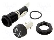 Fuse holder with cover; 5x20mm; 16A; on panel; black; HTB; 250VAC EATON/BUSSMANN