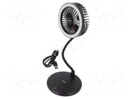 USB light; black; DC; with fan; inductance charger; 1.5m; 10W GEMBIRD