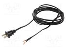 Cable; 2x18AWG; NEMA 1-15 (A) plug,wires; PVC; 2.7m; black; 10A Qualtek Electronics