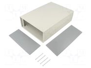 Enclosure: with panel; X: 200mm; Y: 280mm; Z: 80mm; ABS; light grey GAINTA