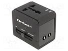 Adapter; 5VDC; 2.1A; Plug: EU; Input: USB A port x2; Colour: black QOLTEC
