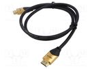 Cable; HDMI 2.1; HDMI plug,both sides; PVC; Len: 2m; black; golden QOLTEC