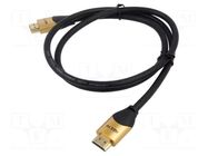 Cable; HDMI plug,both sides; PVC; Len: 2m; black; HDMI 2.1; golden QOLTEC