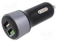 USB power supply; USB A socket x2; black; Uin: 12÷24V SAVIO