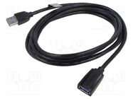 Cable; USB 3.0; USB A socket,USB A plug; nickel plated; 2m; black VENTION