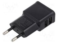 Power supply: switching; mains,plug-in; 5VDC; 12W; Out: USB A x2 Goobay