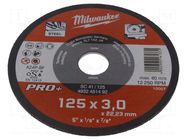 Cutting wheel; Ø: 125mm; Disc thick: 3mm; tool steel; 22.22mm Milwaukee
