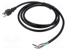 Cable; 3x16AWG; NEMA 5-15 (B) plug,wires; PVC; 2m; black; 13A; 125V Qualtek Electronics