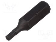 Screwdriver bit; hex key; HEX 2,5mm; Overall len: 25mm KING TONY