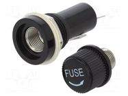 Fuse holder with cover; 6.3x32mm; 10A; on panel; black; HTJ EATON/BUSSMANN
