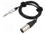 Cable; Jack 6,3mm 3pin plug,XLR male 3pin; 6m; black; 0.08mm2 TASKER