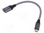 Cable; OTG,USB 3.2; USB A socket,USB C plug; 150mm; grey; 15W; 3A LOGILINK