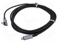 Cable; USB 2.0; USB C plug,USB C angled plug; 3m; black; 480Mbps LOGILINK