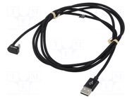Cable; USB 2.0; USB A plug,USB C angled plug; 2m; black; 480Mbps LOGILINK