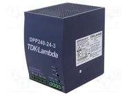 Power supply: switched-mode; for DIN rail; 240W; 24VDC; 10A; 90% TDK-LAMBDA