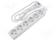 Plug socket strip: supply; Sockets: 6; 250VAC; 16A; white; 1.5m LOGILINK