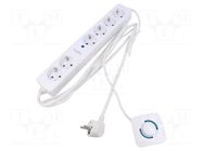 Plug socket strip: supply; Sockets: 6; 230VAC; 16A; white; 1.5m LOGILINK