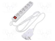 Plug socket strip: supply; Sockets: 6; 230VAC; 16A; white; 2m; IP20 LOGILINK