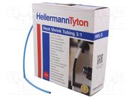 Heat shrink sleeve; 3: 1; 3mm; L: 10m; blue; cardboard packaging HELLERMANNTYTON