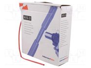 Heat shrink sleeve; 3: 1; 3mm; L: 10m; red; cardboard packaging HELLERMANNTYTON