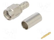 Connector: SMA; plug; male; straight; 50Ω; soldering,crimped; PTFE AMPHENOL RF