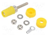 Connector: 4mm banana; socket; 15A; yellow; soldered,on panel CLIFF