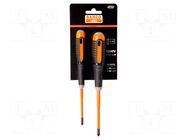 Kit: screwdrivers; tag; insulated; PlusMinus PZ-type; ERGO®; 2pcs. BAHCO