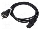Cable; CEE 7/7 (E/F) plug,IEC C13 female; 1.8m; black; 10A; 250V DIGITUS