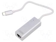 USB to Ethernet adapter; RJ45 socket,USB C plug; USB 3.0; white DIGITUS