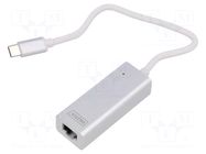 USB to Ethernet adapter; RJ45 socket,USB C plug; USB 3.0; white DIGITUS
