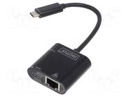 USB to Ethernet adapter; RJ45 socket,USB C plug; USB 3.0; black DIGITUS